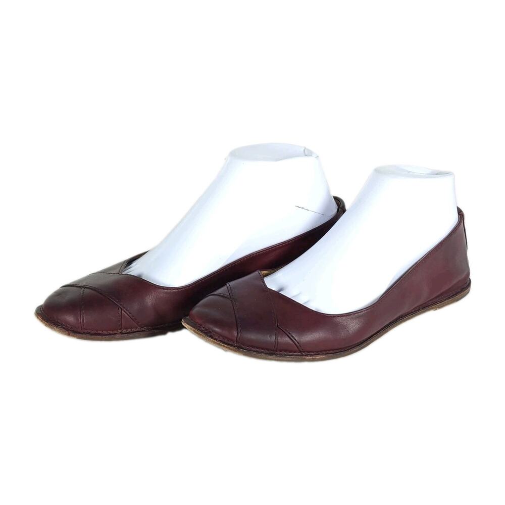 Frye Women's US 8M Burgundy Leather Slip On Ballet Flats Shoes